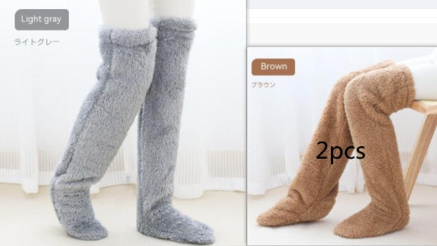 Over Knee High Fuzzy Long Socks Winter Warm Cold Leg Knee Joint Cold-proof Stockings Home Floor Sleeping Socks null