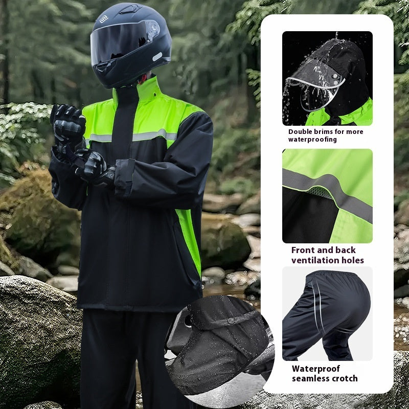 Men's Minimalist Color Blocked Split Motorcycle Raincoat