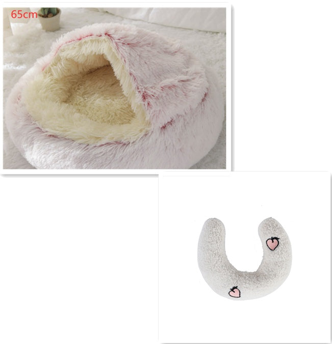 2 In 1 Dog And Cat Bed Pet Winter Bed Round Plush Warm Bed House Soft Long Plush Pets Bed Pet Products null