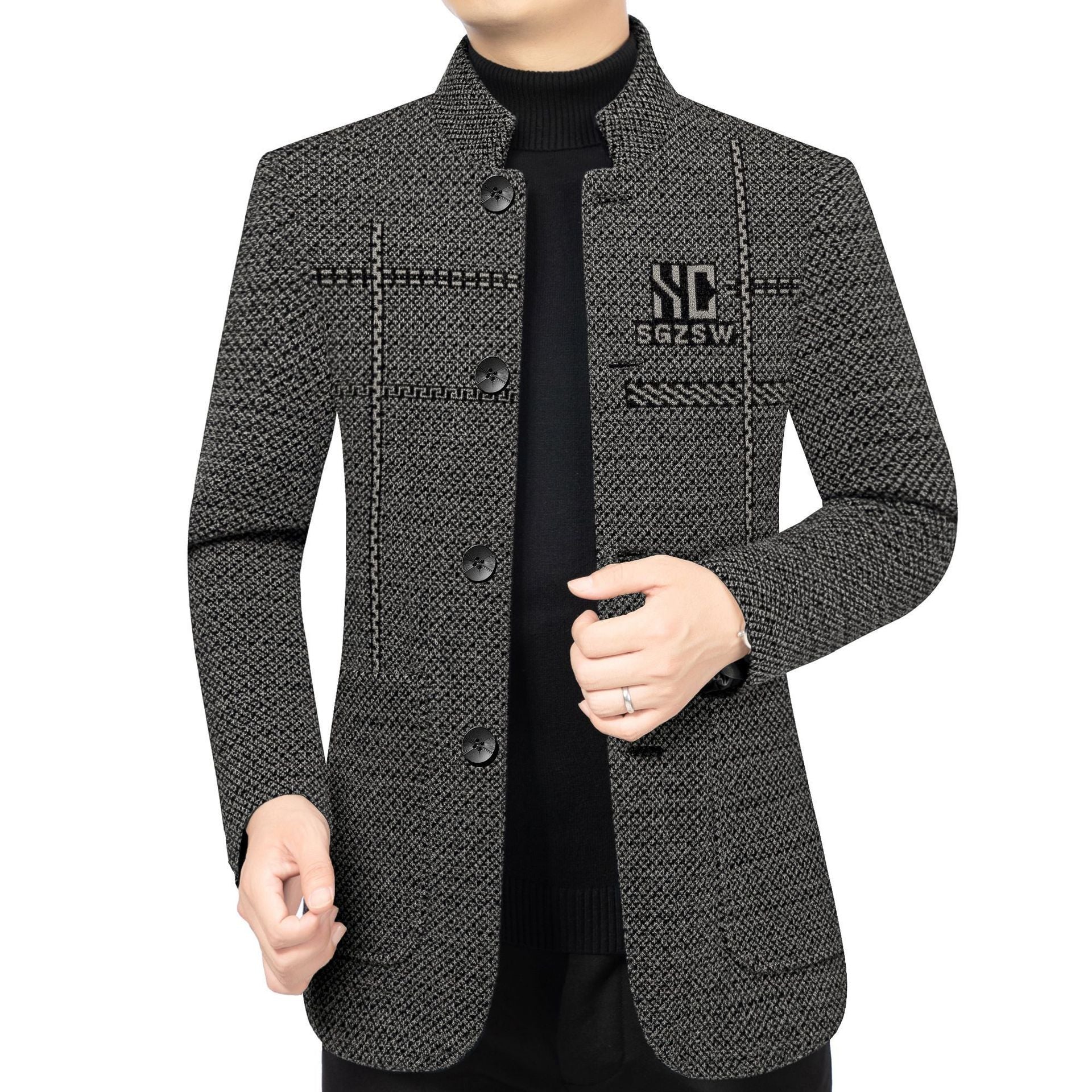 Men's Wool Stand-collar Casual Jacket