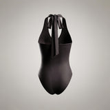 Womens Sexy Deep V-Neck Sleeveless Bodysuit With Tight Fit And Halter Neck Design