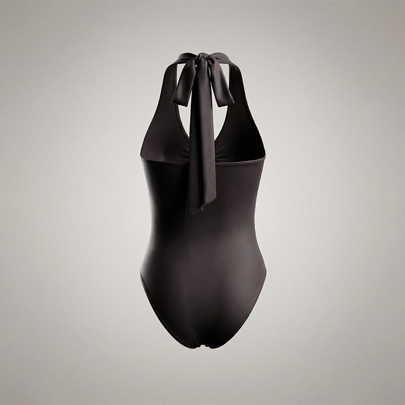 Womens Sexy Deep V-Neck Sleeveless Bodysuit With Tight Fit And Halter Neck Design