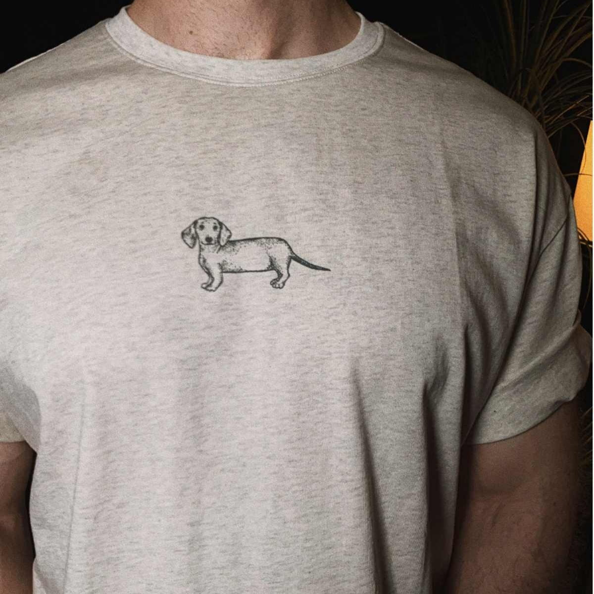 Sausage Dog Nice Oat Gray American Casual T-shirt Neutral