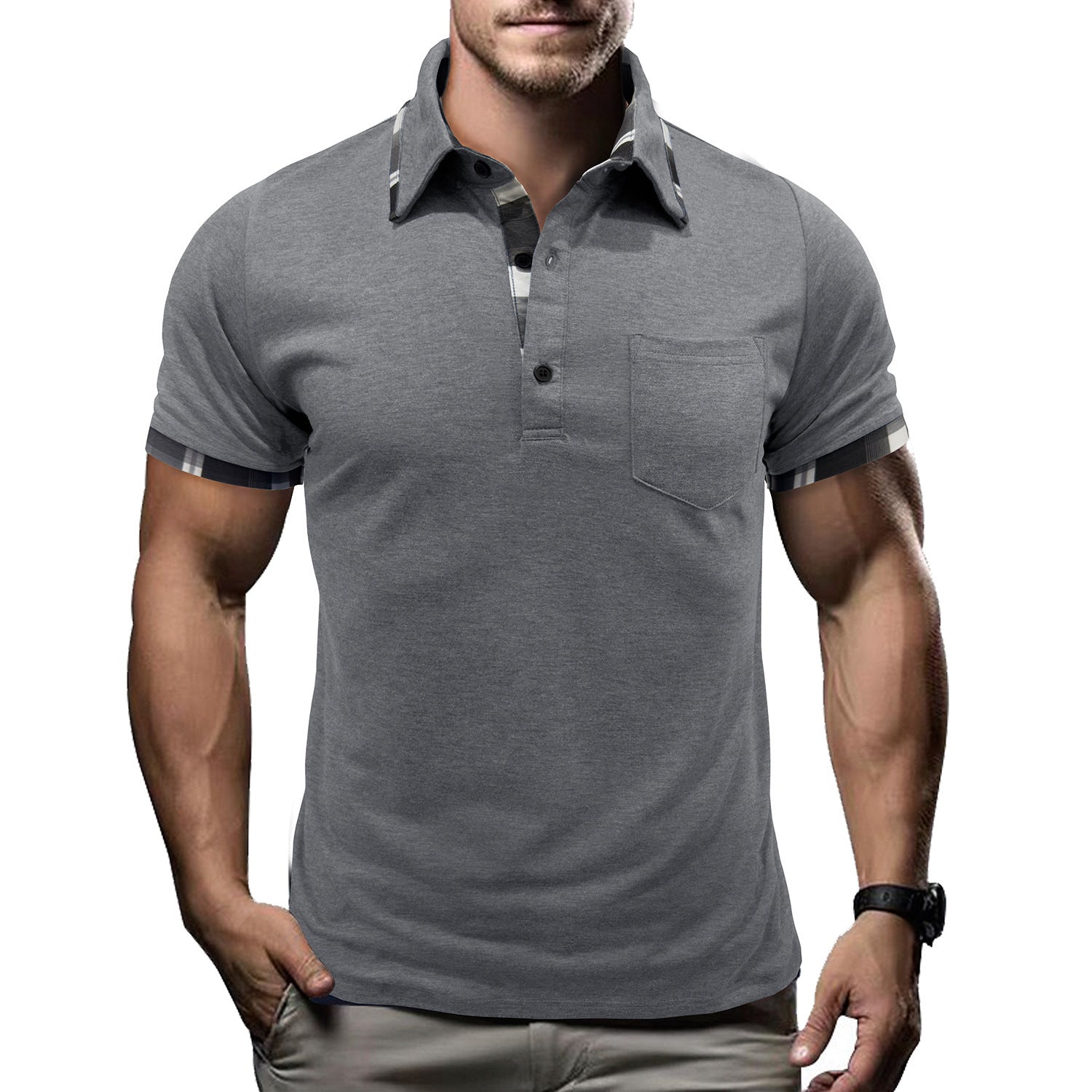Men's Plaid Short-sleeved T-shirt