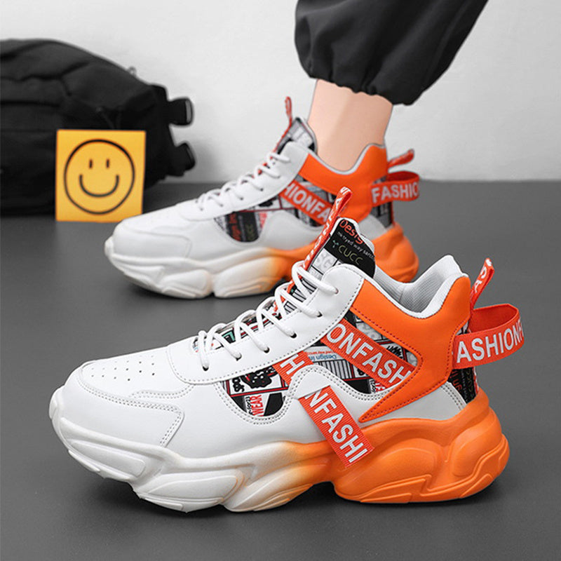 Men's High-top Sports Shoes New Fashion Colorblock Lace-up Casual Sneakers Breathable Versatile Running Basketball Trainers Shoes null