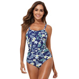 New Swimwear Fashion Conservative Printed Solid Color One Piece Swimsuit