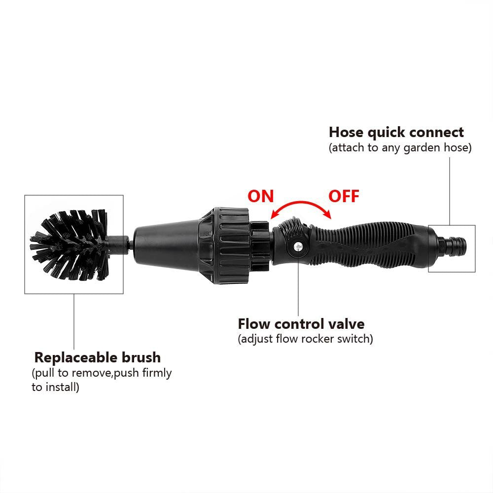 Water-driven Rotary Cleaning Brush Wash Hand-held Water Spray Brush null