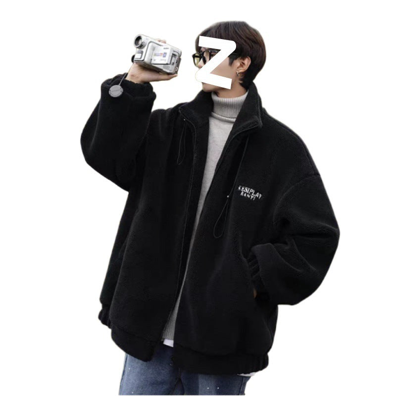 New Men's Loose Cotton-padded Lamb Wool Jacket