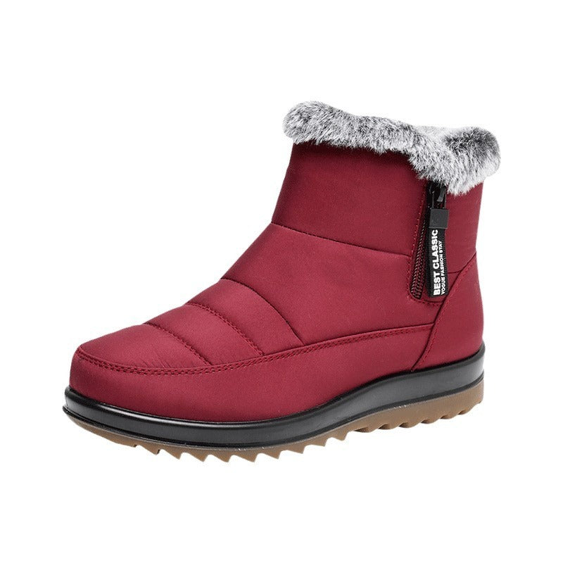 Winter Snow Boot With Side Zipper Fashion Warm Plush Ankle Boots Women's Fleece Short Shoes null