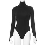 Women's Solid Color Casual Round Neck Long Sleeve Slim Fit Jumpsuit