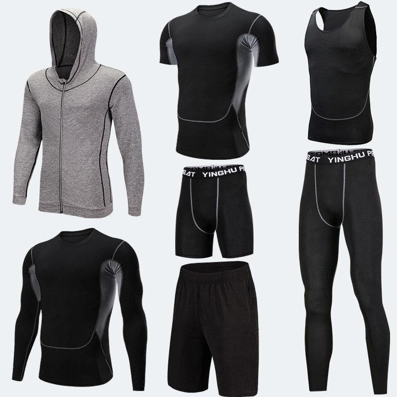 Running Workout Clothes Men 7pcs Compression Basketball Games Jogging Tights Set null