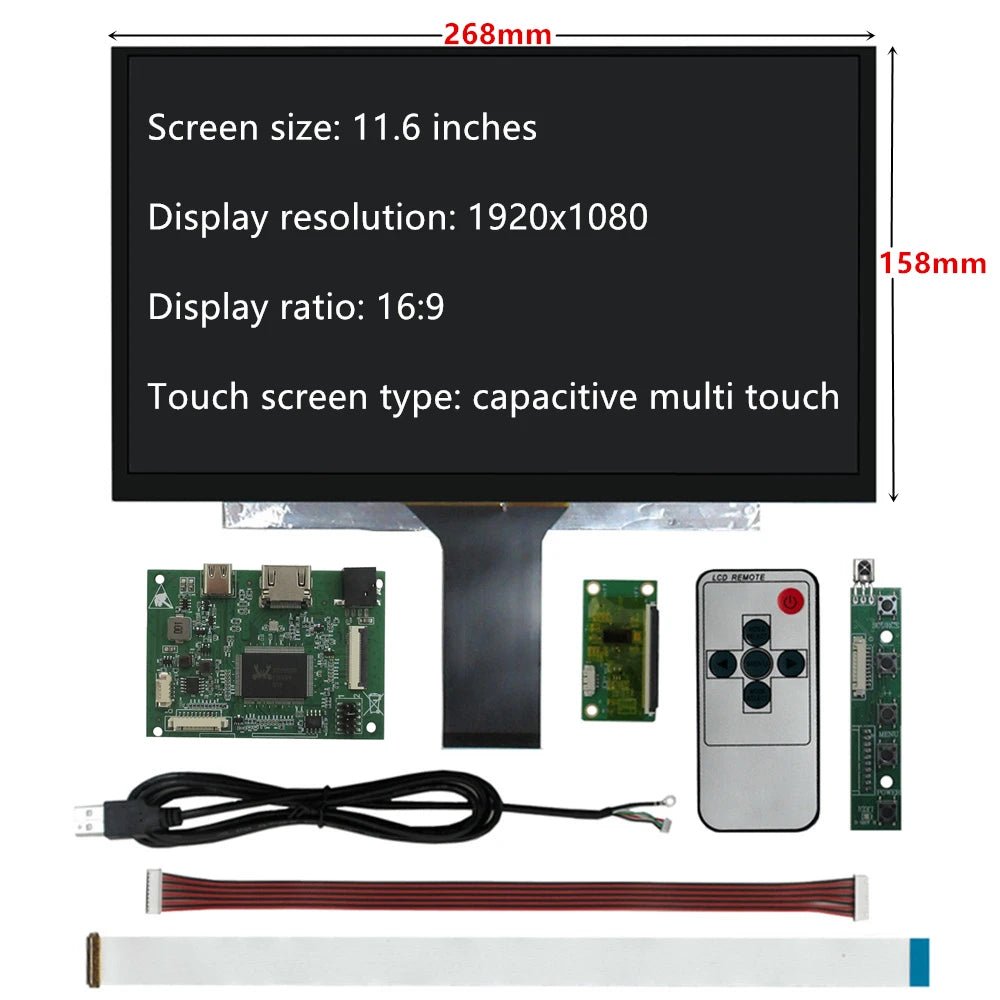 11.6 - Inch Portable Kit Touchscreen Monitor HD HDMI/USB - C Display With Multi - Touch Support For PC, Raspberry Pi,Dev Boards 1920x1080 11.6 - Inch Portable Kit Touchscreen Monitor HD HDMI/USB - C Display With Multi - Touch Support For PC, Raspberry Pi,Dev Boards - shop_name