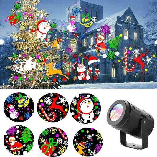 Christmas Party Lights Snowflake Projector Light Led Stage Light Rotating Xmas Pattern Outdoor Holiday Lighting Garden Christmas Decor null