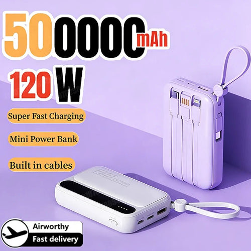 120W 500000mAh PowerBank Large Capacity 4 In1 Cables Intelligent Digital Display Light Portable Powerbank For iPhone Huawei 2026 White 50000mAh 120W 500000mAh PowerBank Large Capacity 4 In1 Cables Intelligent Digital Display Light Portable Powerbank For iPhone Huawei 2026 - shop_name