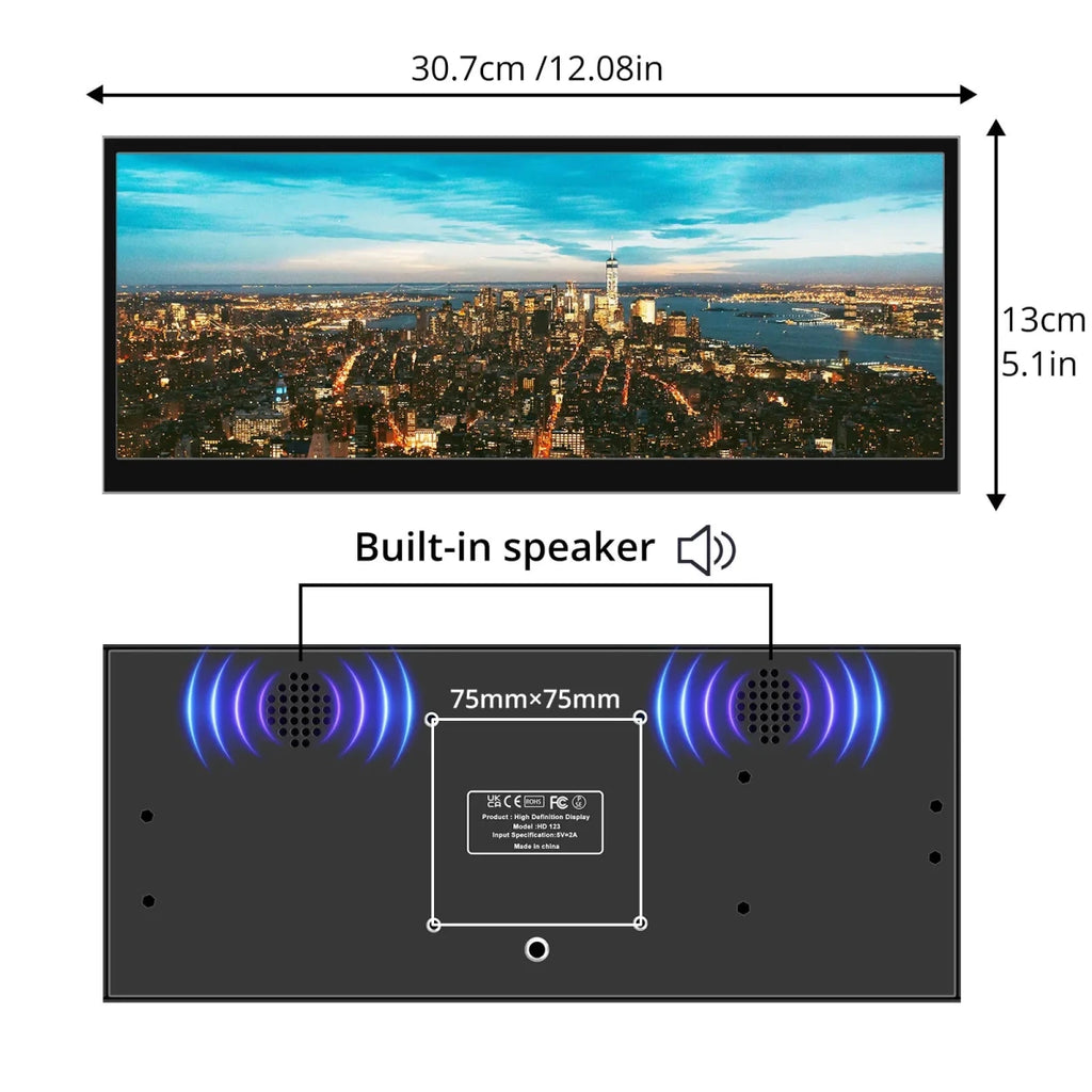 12.3 /14.5 inch TouchScreen Monitor HDMI & Type C 1920x720/2.5K IPS Display LCD Bar Computer Temp Display Widescreen 14.5in touch screen 12.3 /14.5 inch TouchScreen Monitor HDMI & Type C 1920x720/2.5K IPS Display LCD Bar Computer Temp Display Widescreen - shop_name