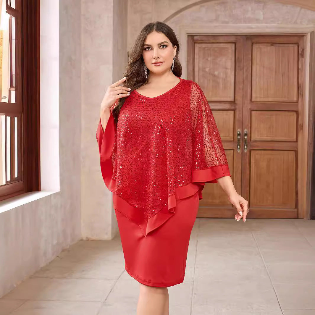 Plus Size Dress Marking Knee-length null