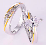 925 Sterling Silver Princess Cut White CZ Bridal Engagement Wedding Ring Set
