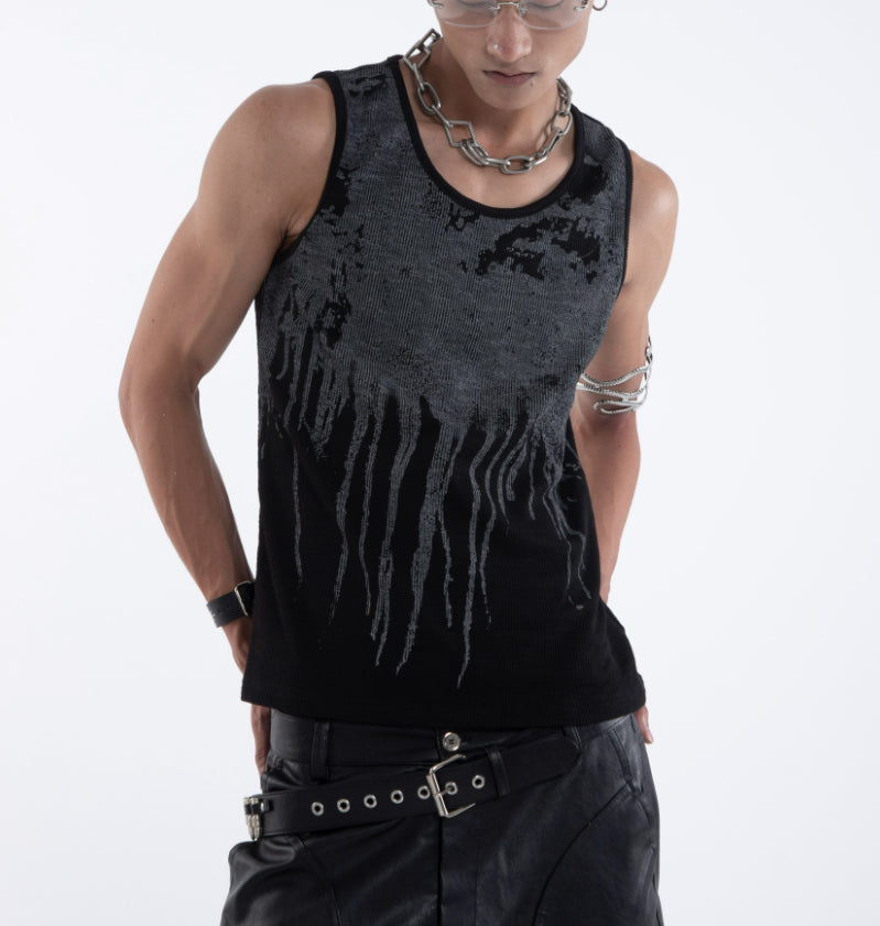 American Retro Washed Gradient Distressed Thread Vest