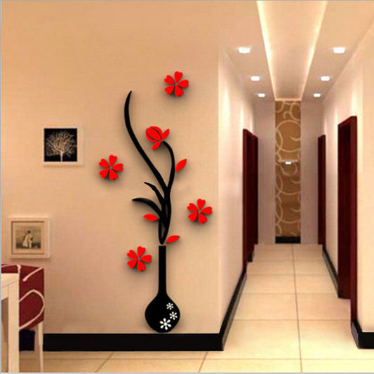 Creative vase acrylic 3D wall sticker null