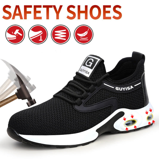 Black Sneakers Men Work Safety Shoes Lightweight Breathable For Gym Travel Work Casual Tennis Running Shoes null