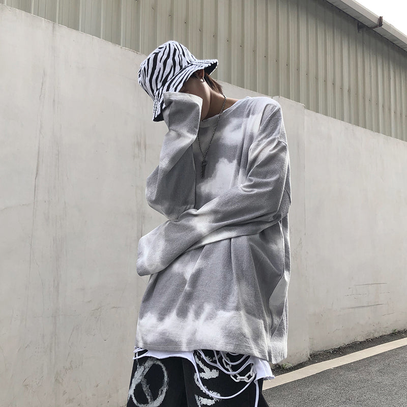 Men's Retro Tie-Dye Hip-Hop Crew Neck Sweater