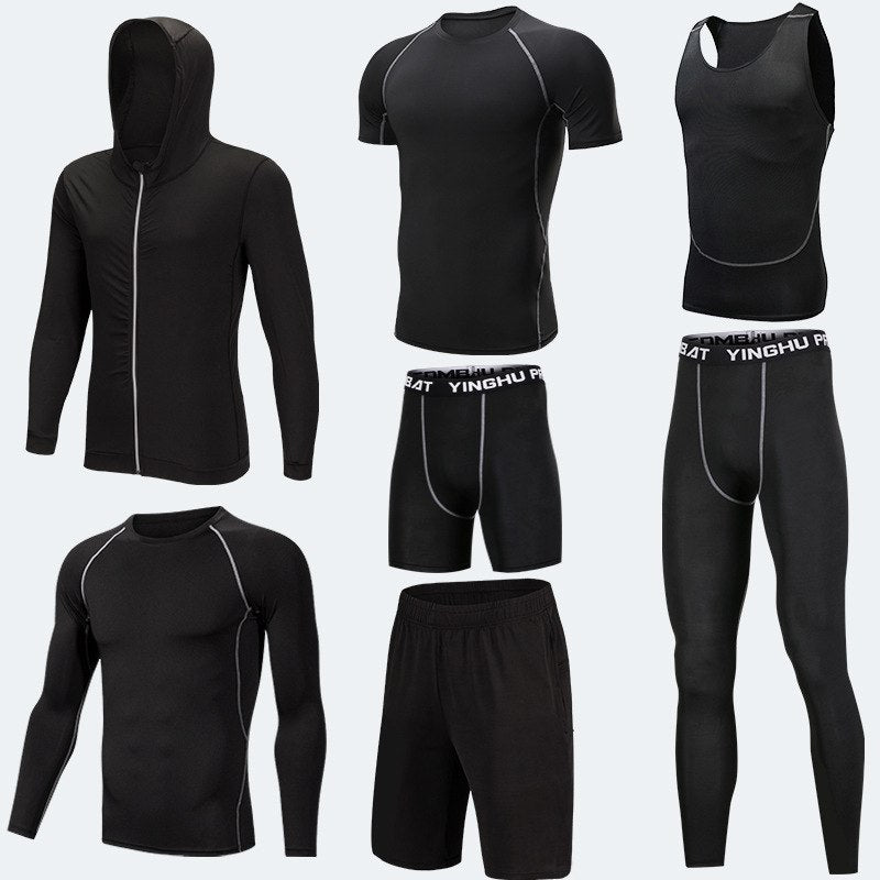 Running Workout Clothes Men 7pcs Compression Basketball Games Jogging Tights Set null