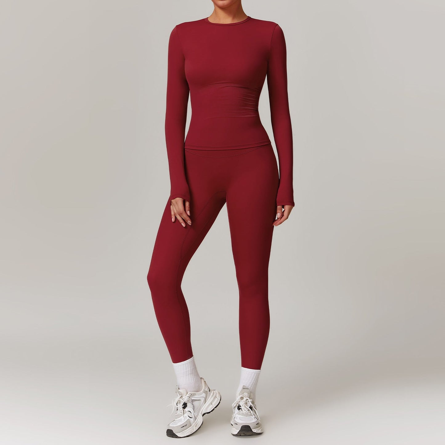 Tight-fitting Brushed Yoga Suit Quick-drying Fitness Clothes  Fitness Long Sleeve Tracksuits Sports Suit Gym Top High Waist Leggings Women Sets Yoga Set null