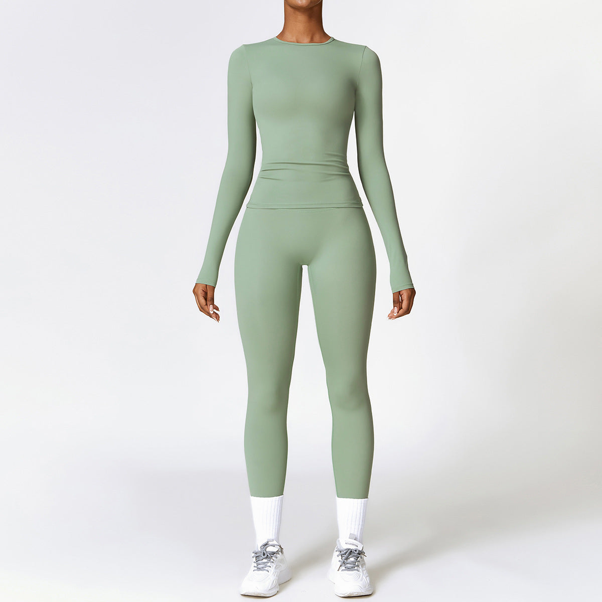 Tight-fitting Brushed Yoga Suit Quick-drying Fitness Clothes  Fitness Long Sleeve Tracksuits Sports Suit Gym Top High Waist Leggings Women Sets Yoga Set null