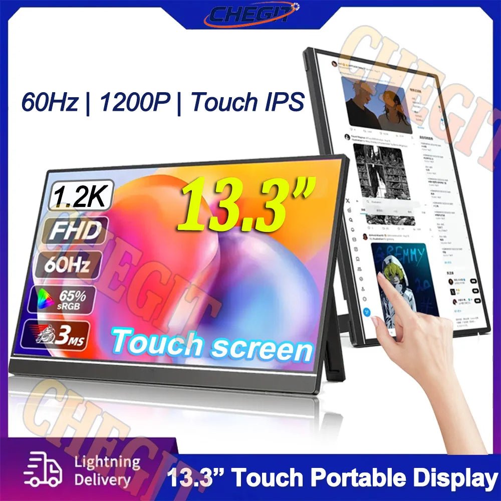 13.3" Portable Touch Screen Monitor IPS Panel USB - C 1200P FHD 60Hz Compatible Travelling Display for PC Laptop Xbox Switch 13.3inch - touch 13.3" Portable Touch Screen Monitor IPS Panel USB - C 1200P FHD 60Hz Compatible Travelling Display for PC Laptop Xbox Switch - shop_name