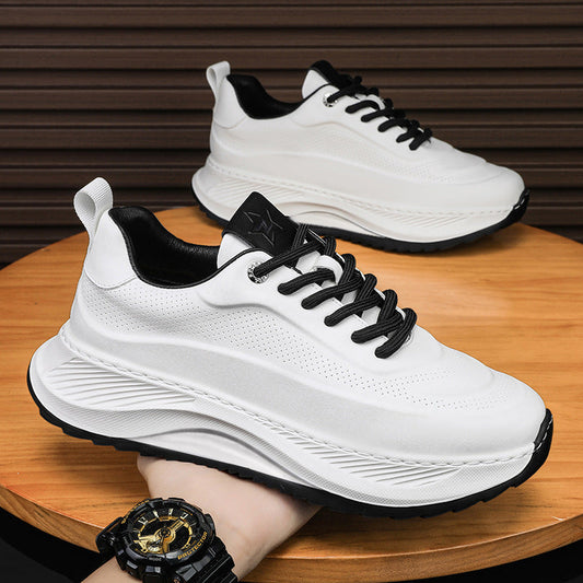 Men's Thick-soled Sports Shoes Casual Breathable Sneakers Lace-up Dad Shoes Boy null