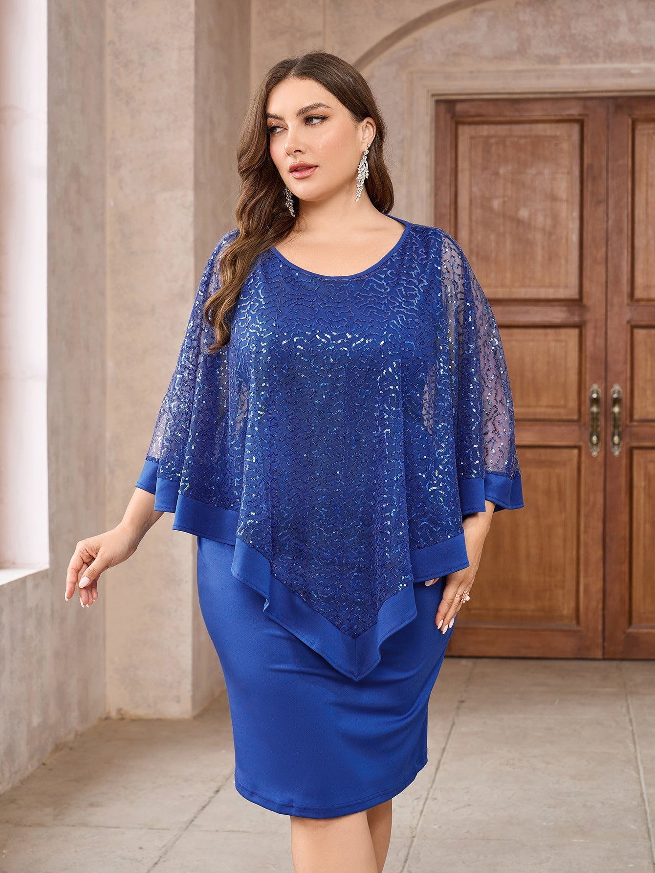 Plus Size Dress Marking Knee-length null