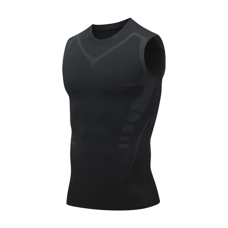 Men's Exercise Workout Quick-drying Breathable Slim Fit Tight Stretch Vest null