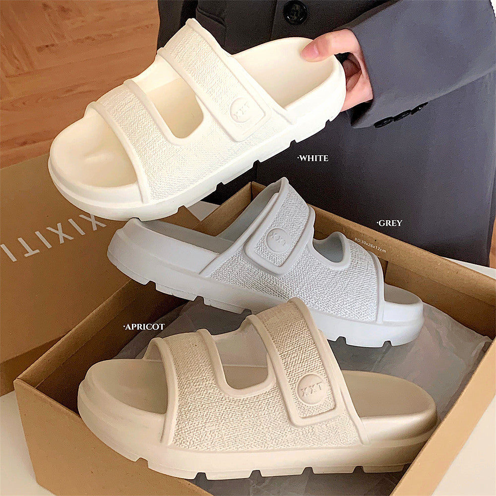 Casual Double-straped Slippers Comfortable Platform Beach Shoes null