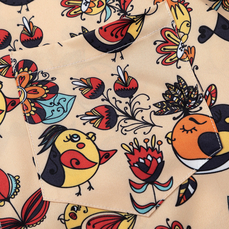 Summer Retro Creative Printed Short-sleeved Shirt For Men