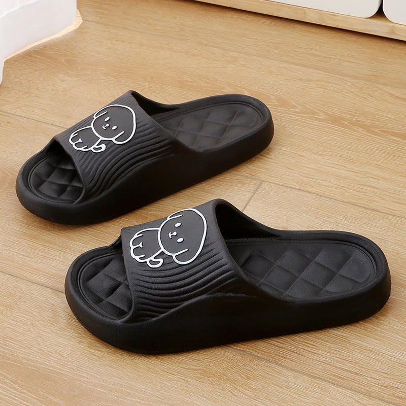 Cute Cartoon Dog Slippers Summer Solid Color Non-slip Rhombus Bathroom Slipper Indoor House Shoes For Men Women Couples null