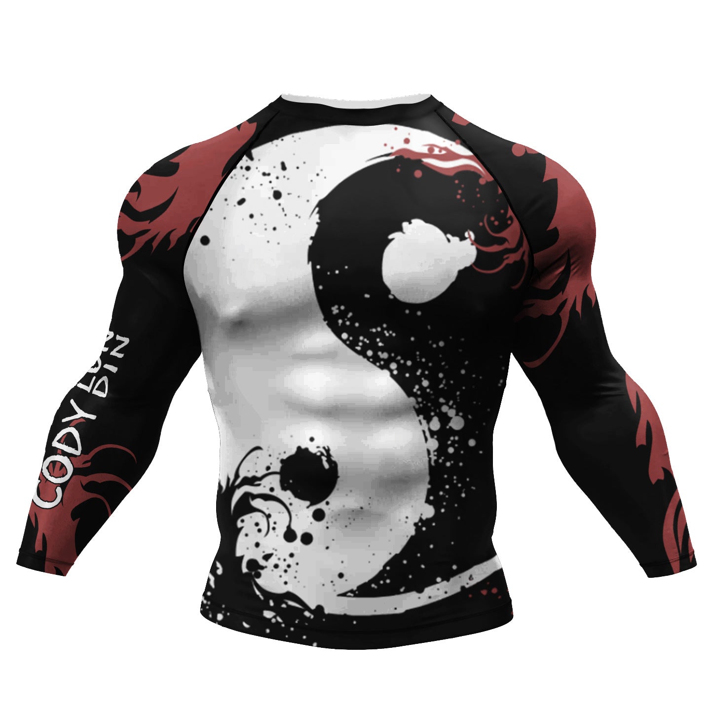 Printed Long Sleeve Breathable Sports Fitness Bottoming Shirt Men