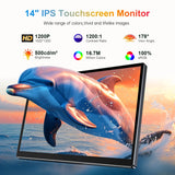 14 inch Portable Touch Monitor 1920x1200 16:10 for External Second Screen CCTV Computer Car System Display with 75*75mm VESA CX140TP - C 14 inch Portable Touch Monitor 1920x1200 16:10 for External Second Screen CCTV Computer Car System Display with 75*75mm VESA - shop_name