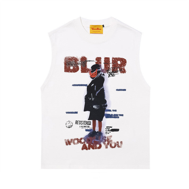 Men's Retro Illusory Dark Figure Printed Vest Top