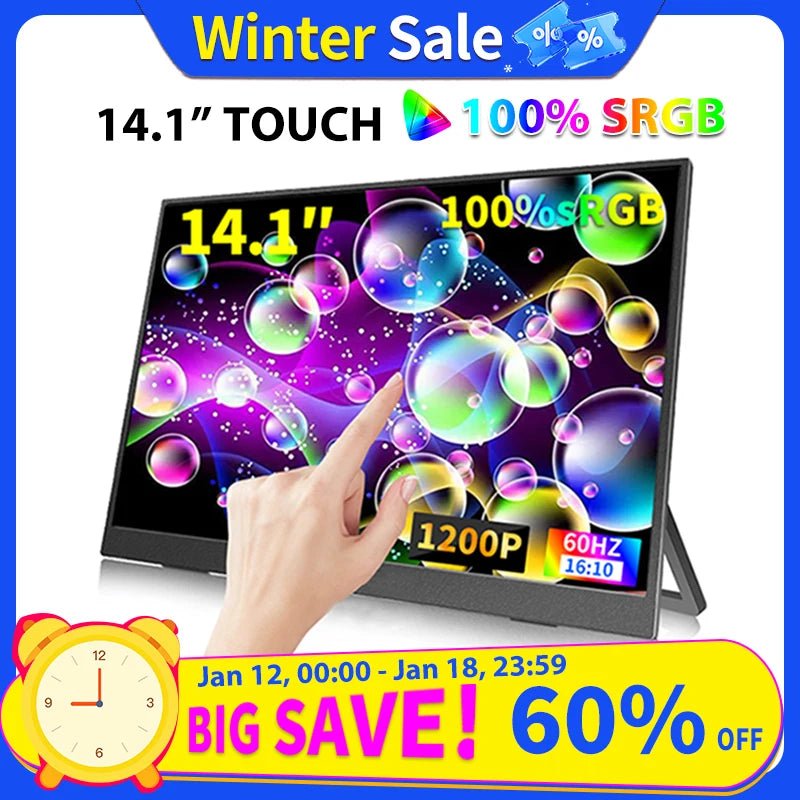 14.1 Inch Touch Screen Portable Monitor 100%sRGB 400cd/m2 Gaming Computer Expand Display For XBox PS4/ 5 Switch Loptop B141 - SZF06L6 - T 14.1 Inch Touch Screen Portable Monitor 100%sRGB 400cd/m2 Gaming Computer Expand Display For XBox PS4/ 5 Switch Loptop - shop_name