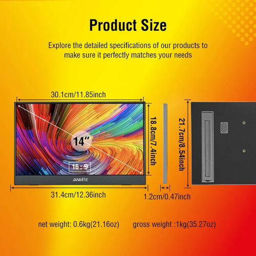 14.1 inch Touch Screen Portable Monitor IPS Second Game Screen Extended Display for Laptop with Bracket For xbox/raspberry Pi Touch Screen Version 14.1 inch Touch Screen Portable Monitor IPS Second Game Screen Extended Display for Laptop with Bracket For xbox/raspberry Pi - shop_name