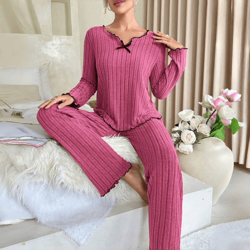 Black Edge Twisted Edge Leisure Pajamas Suit null