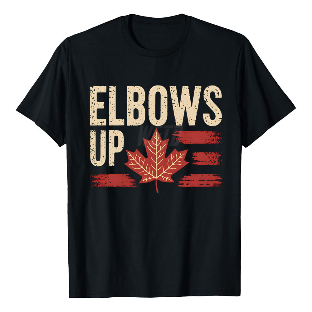 Elbowa Up Canada Printed Loose Short Sleeve Sports Breathable