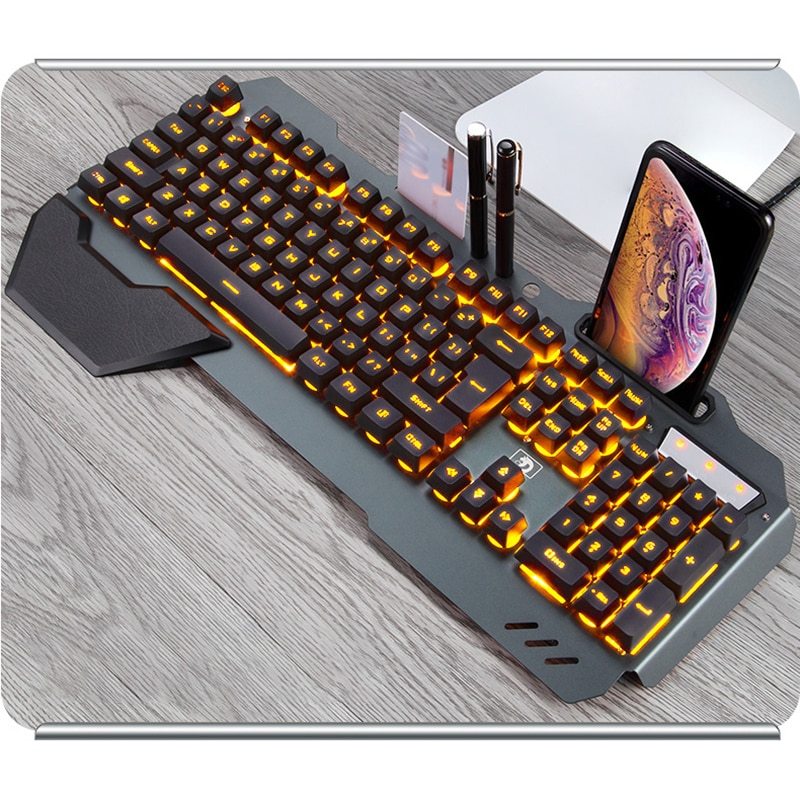 ErgonomicWired Gaming Keyboard with RGB Backlight Phone Holder null