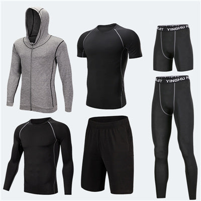 Running Workout Clothes Men 7pcs Compression Basketball Games Jogging Tights Set null