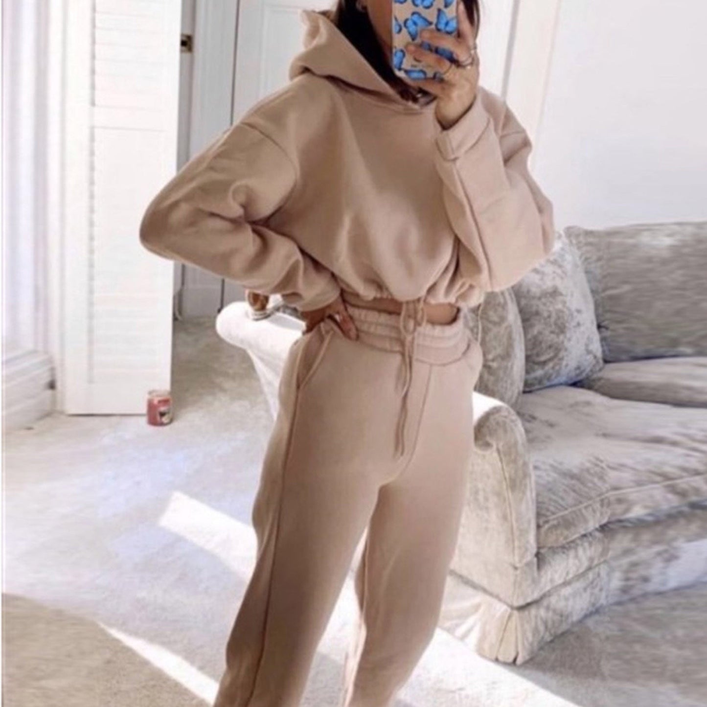 Jogging Suits For Women 2 Piece Sweatsuits Tracksuits Sexy Long Sleeve HoodieCasual Fitness Sportswear null