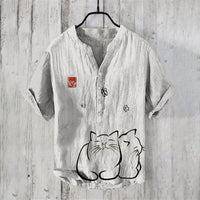 Printed Men's Casual Loose-fit Retro Short-sleeve