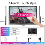 14inch Portable Monitor Touch Ultra - thin 1200P IPS USB - C HDMI External Second Screen for Laptop PC Cell Phone Switch PS4/5 Xbox Touch screen 14inch Portable Monitor Touch Ultra - thin 1200P IPS USB - C HDMI External Second Screen for Laptop PC Cell Phone Switch PS4/5 Xbox - shop_name