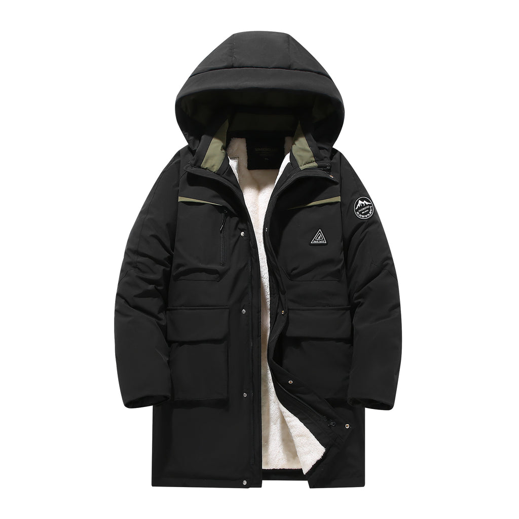 Winter Men's Cotton Coat Extra Large Size Mid-length With Hood Plus Size And Extra Thick Trendy For Big Men