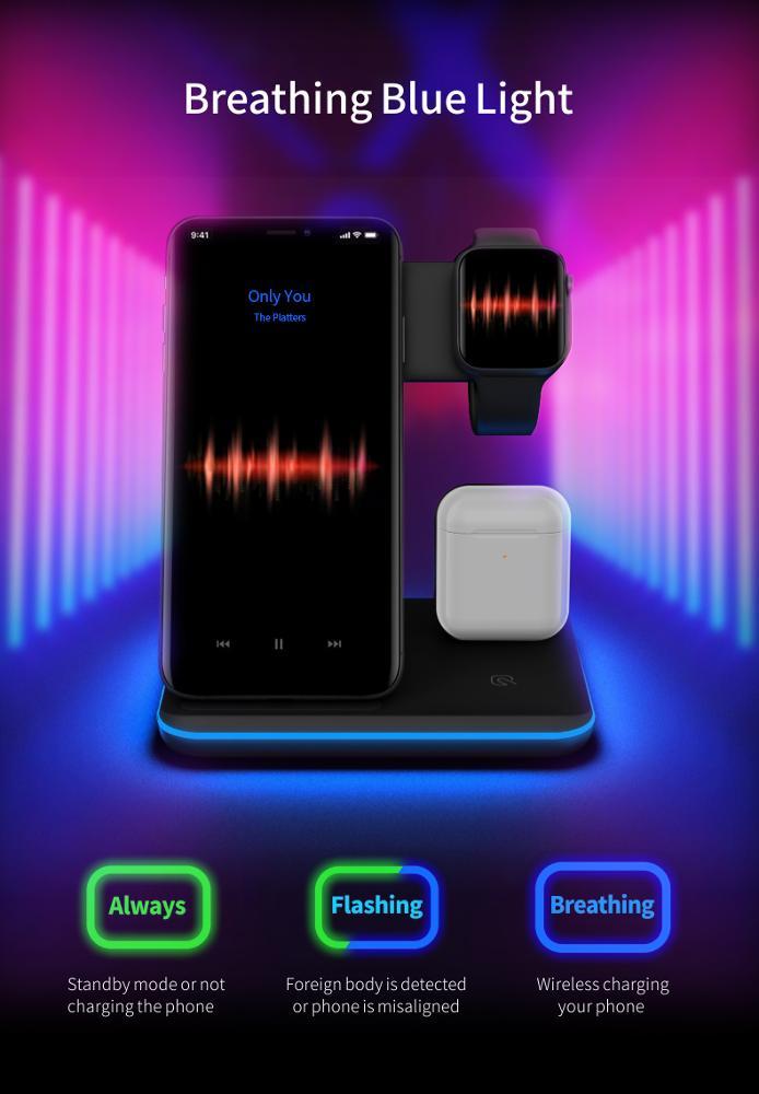 Compatible Mobile Phone Watch Earphone Wireless Charger 3 In 1 Wireless Charger Stand null