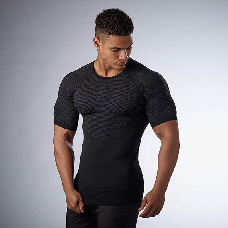 Summer Men's Solid Color Fashion Round Neck Sports Short Sleeve